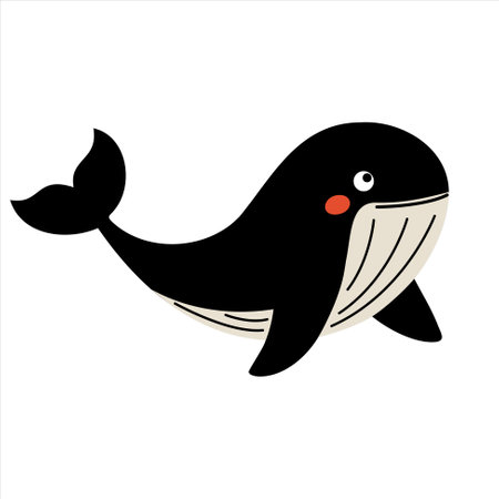 Cute killer whale. Flat cartoon underwater character. Marine animals. Inhabitant of the oceanのイラスト素材