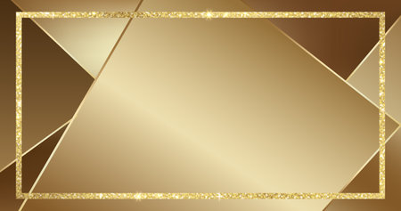 Elegant gold template for card, certificate. Luxury background with gold glitter. Empty gift voucher with place for text.のイラスト素材