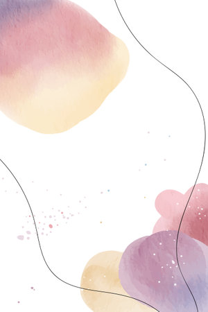 Hand drawn abstract background. Watercolor template with place for text. Modern frame with watercolor stainsのイラスト素材