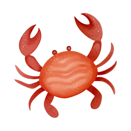 Cute watercolor crab. Hand drawn underwater character. Marine animals. Inhabitant of the oceanのイラスト素材