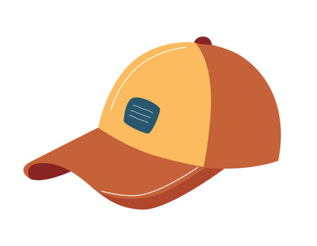 Flat illustration of baseball cap for casual summer design, travel graphics, vacation outfits and fashion accessoriesのイラスト素材