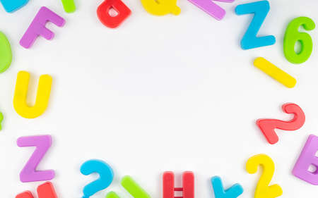 Colorful letters on a white background. game. education. preschool.の写真素材