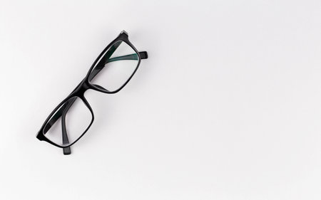 Black glasses on a white background close up, isolated.の写真素材