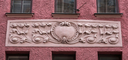 Detail of decoration old house with cartoucheの写真素材