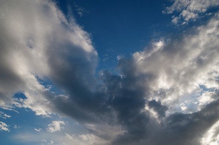 Texture of blue sky with many clouds