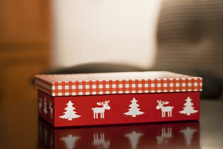 Red Christmas gift boxの写真素材