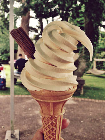 Ice cream cone on a hot summer day