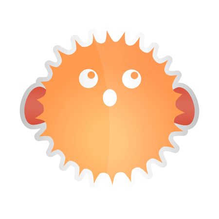 Illustration of fugu fish cartoon isolated on white background with smallのイラスト素材