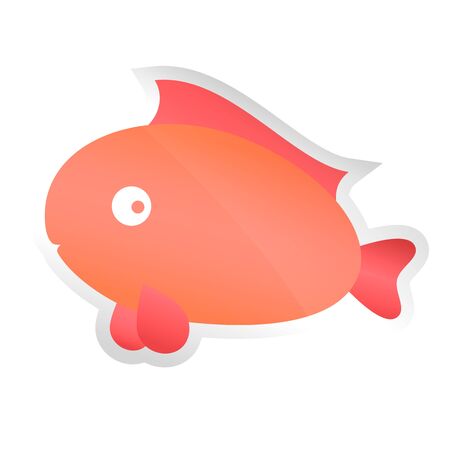 Illustration of cute fish cartoon isolated on white background with smallのイラスト素材