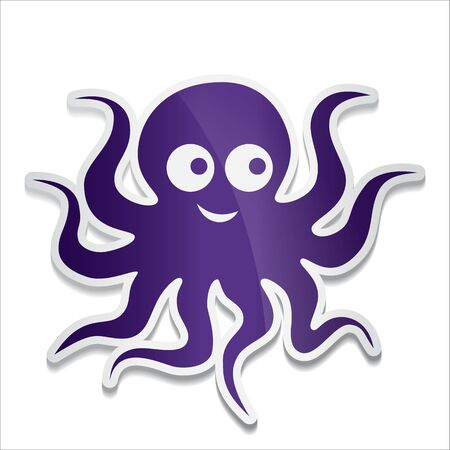 Cartoon octopus illustration on white background.のイラスト素材