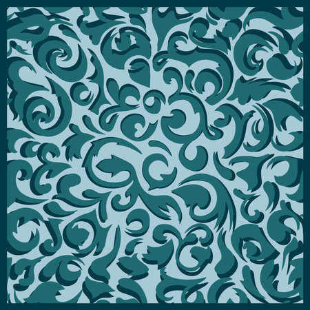 Gothic vintage pattern, blue floral ornament. retro wallpaper pattern. Ornamental texture as fabric design or backdrop for postcard. Shawl, handkerchief or tile design.のイラスト素材