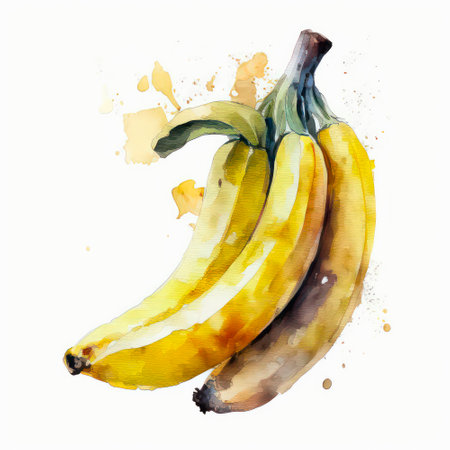 Bananas in watercolor style on white background.の素材