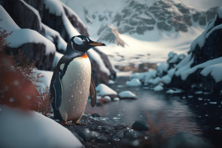 Penguin in Antarctica.の素材