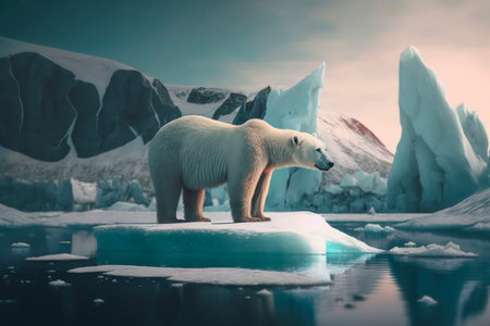 Polar bear on the ice block in the Arctic Circle. wild life scene.の素材