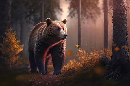 Brown bear in the forest.の素材