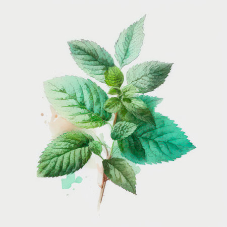 Mint leaves on white background.の素材