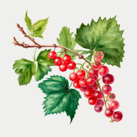 Branch of red currant berries.の素材