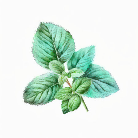 Mint leaves on white background.の素材