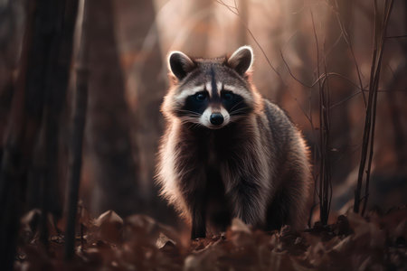 Cute raccoon in the forest.の素材