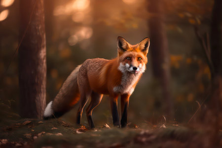 red fox in the forest.の素材