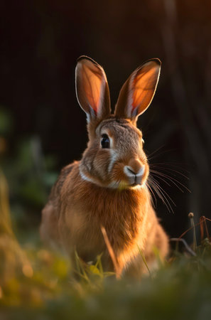 Wild brown rabbit in the grass.の素材