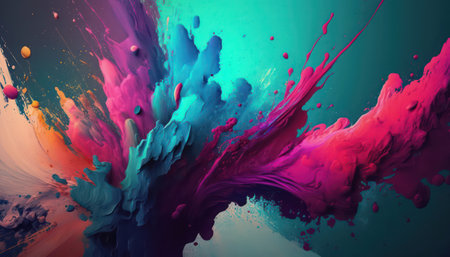 Abstract background with chaotic colored paint splashes.の素材