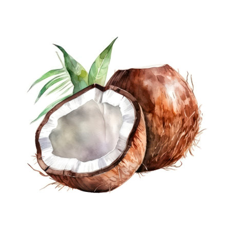 Coconuts on white background in watercolor style.の素材