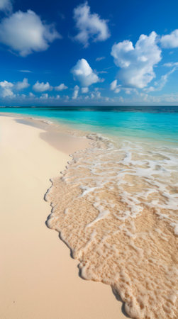 Sand beach and clear blue ocean on a sunny day.の素材