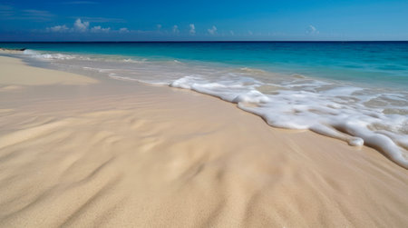 Sand beach and clear blue ocean on a sunny day.の素材