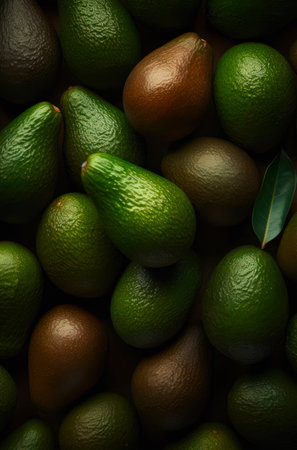 Ripe avocados background.の素材