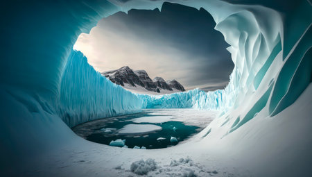 Blue ice cave landscape at the North Pole.の素材
