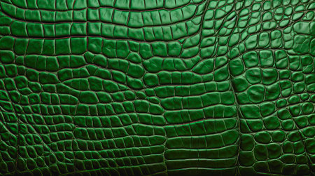 Dark green crocodile leather texture.の素材