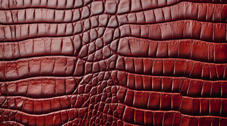 Brown crocodile leather texture. Dark red crocodile skin background.の素材
