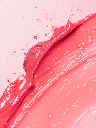 Close-up pink lip gloss splash.の素材