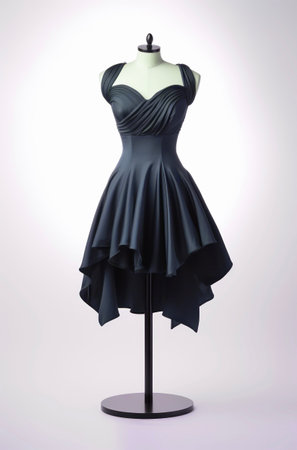 Black short evening dress on a female mannequin on white background.の写真素材