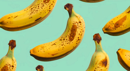 Pattern deisgn with ripe banans on pastel blue background.の写真素材