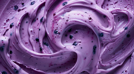 Surface of blueberry purple ice cream texture background, top view.の写真素材