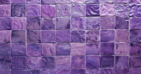 Violet ceramic square tile texture. Light purple tiled wall background.
