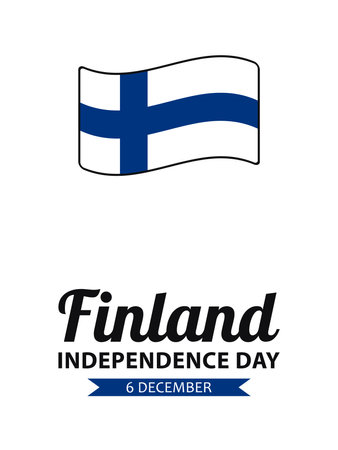 Finland Independence Day, vector design for greeting card, poster or banner. Text Finland Independence Day, 6 December and Finnish flag isolated on white background.のイラスト素材