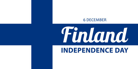 Finland Independence Day, vector design for greeting card, poster or banner. Text Finland Independence Day, 6 December on the background of Finnish flag.のイラスト素材