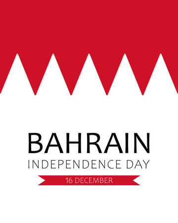 Bahrain Independence Day, vector design for poster, banner or greeting card. Text Bahrain Independence Day, 16 December on the background of Bahraini flag.のイラスト素材
