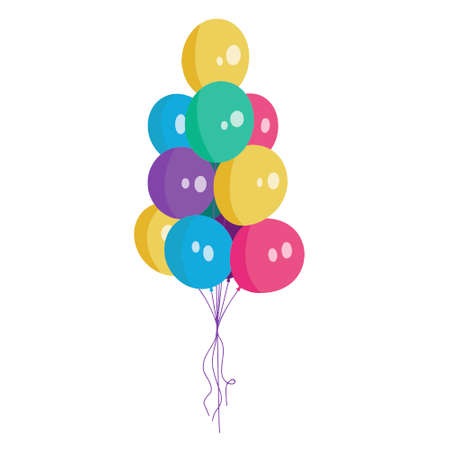 Balloons in a bunch for the holiday isolated on white background. Illustration for printing, logo,...
