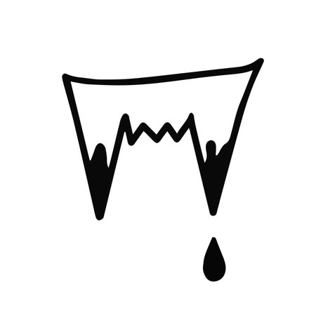 Fang symbol, silhouette. Vector Illustration for printing, backgrounds, wallpapers, covers, packaging, greeting cards, posters, stickers, textile and seasonal design. Isolated on white background.のイラスト素材