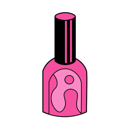 pink nail polish bottle vector. Illustration for printing, backgrounds, wallpapers, covers, packaging, greeting cards, posters, stickers, textile and seasonal design. Isolated on white background.のイラスト素材