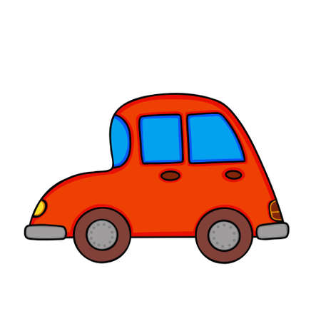 Cartoon Orange Car On White Background. Vector Illustration for printing, backgrounds, wallpapers, covers, packaging, greeting cards, posters, stickers, textile and seasonal design.のイラスト素材