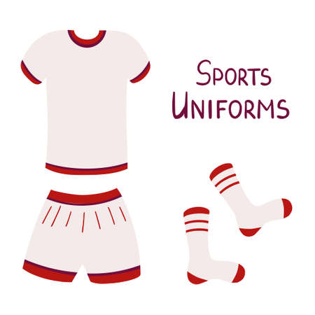 sports uniforms, t-shirt, shorts, knee socks. Vector Illustration for backgrounds, covers, packaging, greeting cards, posters, stickers, textile, seasonal design. Isolated on white background.のイラスト素材
