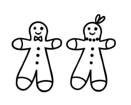 Gingerbread men, Gingerbread cookies, boy, girl, doodle. Vector Illustration for printing,...