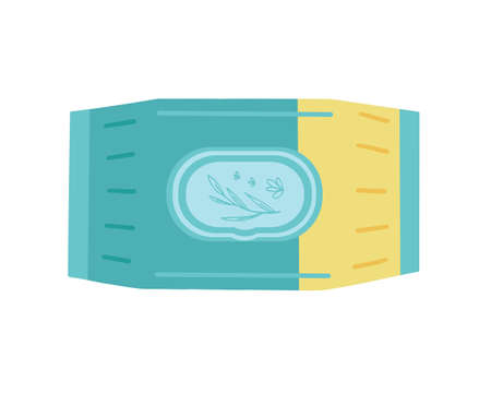 Wet wipes, pack of wet wipes, tissues. Vector Illustration for printing, backgrounds, covers, packaging, greeting cards, posters, stickers, textile, seasonal design. Isolated on white background.のイラスト素材