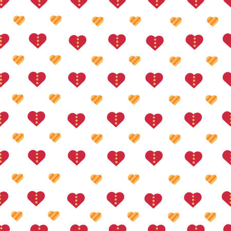 Colorful hearts seamless pattern. Vector Illustration for printing, backgrounds, covers, packaging, greeting cards, posters, stickers, textile, seasonal design. Isolated on white background.のイラスト素材