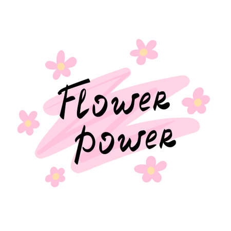 Flower power. Hippie. Vector Illustration for printing, backgrounds, covers, packaging, greeting cards, posters, stickers, textile and seasonal design. Isolated on white background.のイラスト素材